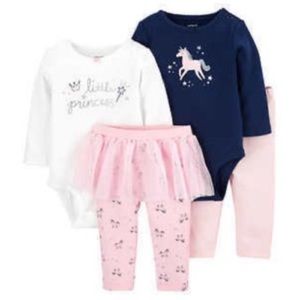 NEW CARTER’S 4 Piece Baby Girl Set Bodysuit Onesie Tutu Pants Size 18 Months